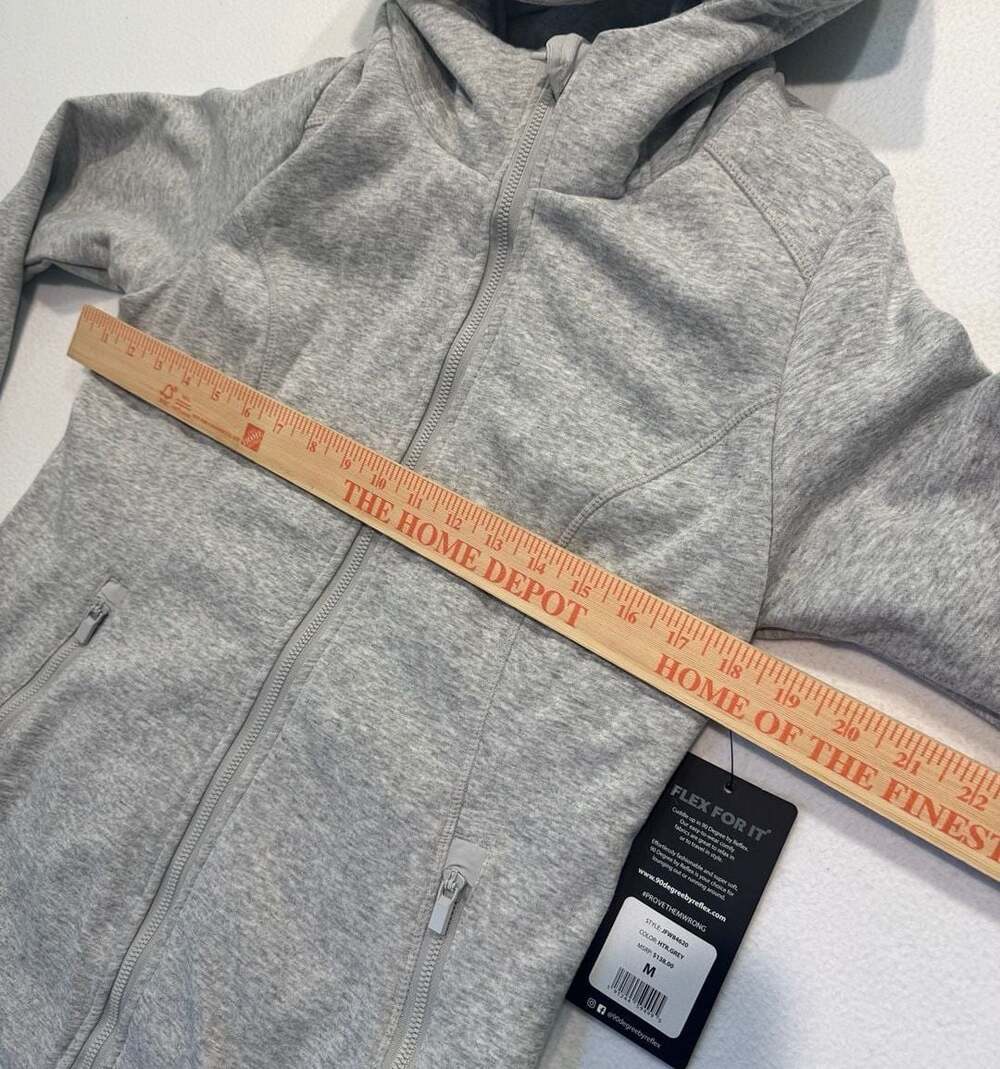 90 Degree by Reflex Women’s M Gray Fleece Lined Full Zip Hooded Jacket NWT - Picture 4 of 8